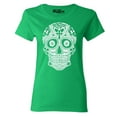 thumbnail image 1 of Shop4Ever Women's Day of the Dead White Skull Graphic T-Shirt XXX-Large Irish Green, 1 of 5