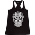thumbnail image 1 of Shop4Ever Women's Day of the Dead White Skull Racerback Tank Top Large Black, 1 of 5