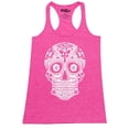 thumbnail image 1 of Shop4Ever Women's Day of the Dead White Skull Racerback Tank Top X-Large Fuchsia, 1 of 5