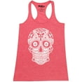 thumbnail image 1 of Shop4Ever Women's Day of the Dead White Skull Racerback Tank Top X-Small Red, 1 of 5