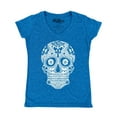 thumbnail image 1 of Shop4Ever Women's Day of the Dead White Skull Slim Fit V-Neck T-Shirt X-Small Heather Royal Blue, 1 of 5