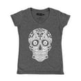 thumbnail image 1 of Shop4Ever Women's Day of the Dead White Skull Slim Fit V-Neck T-Shirt XX-Large Heather Charcoal, 1 of 5