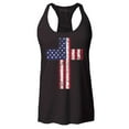 thumbnail image 1 of Shop4Ever Women's Distressed American Flag Cross Racerback Tank Top Small Black, 1 of 5