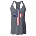 thumbnail image 1 of Shop4Ever Women's Distressed American Flag Cross Racerback Tank Top X-Small Charcoal, 1 of 5