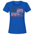 thumbnail image 1 of Shop4Ever Women's Distressed American Flag Horizontal USA Patriotic 4th of July Graphic T-Shirt Small Royal Blue, 1 of 5