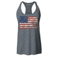 thumbnail image 1 of Shop4Ever Women's Distressed American Flag Horizontal USA Patriotic 4th of July Racerback Tank Top Large Charcoal, 1 of 5