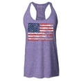 thumbnail image 1 of Shop4Ever Women's Distressed American Flag Horizontal USA Patriotic 4th of July Racerback Tank Top Medium Purple, 1 of 5