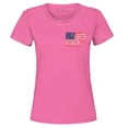 thumbnail image 1 of Shop4Ever Women's Distressed American Flag Pocket Size USA Patriotic 4th of July  Graphic T-Shirt Medium Azalea Pink, 1 of 5
