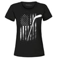 thumbnail image 1 of Shop4Ever Women's Distressed Hockey American Flag Patriotic Sports  Graphic T-Shirt X-Large Black, 1 of 5