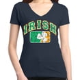 thumbnail image 1 of Shop4Ever Women's Distressed Irish Flag St. Patrick's Day Slim Fit V-Neck T-Shirt Medium Charcoal, 1 of 5