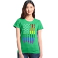 thumbnail image 1 of Shop4Ever Women's Distressed Rainbow Flag Gay Pride Graphic T-Shirt Medium Irish Green, 1 of 5
