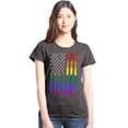 thumbnail image 1 of Shop4Ever Women's Distressed Rainbow Flag Gay Pride Graphic T-Shirt XXX-Large Charcoal, 1 of 5