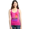 thumbnail image 1 of Shop4Ever Women's Distressed Rainbow Flag Gay Pride Racerback Tank Top Large Fuchsia, 1 of 5