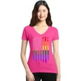 thumbnail image 1 of Shop4Ever Women's Distressed Rainbow Flag Gay Pride Slim Fit V-Neck T-Shirt Small Pink, 1 of 5