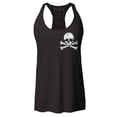 thumbnail image 1 of Shop4Ever Women's Distressed White Skull and Crossbones Pocket Size  Racerback Tank Top X-Large Black, 1 of 5