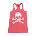 thumbnail image 1 of Shop4Ever Women's Distressed White Skull and Crossbones Racerback Tank Top X-Large Red, 1 of 5