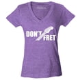 thumbnail image 1 of Shop4Ever Women's Don't Fret Guitar Musician  Slim Fit V-Neck T-Shirt Small Heather Purple, 1 of 5