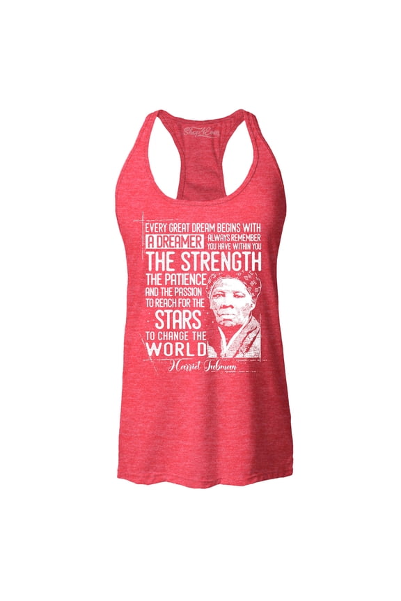 Women's Dreamer Change The World Quote Harriet Tubman Racerback Tank Top Medium Red