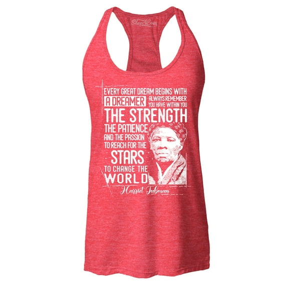 Shop4Ever Women's Dreamer Change The World Quote Harriet Tubman Racerback Tank Top XX-Large Red