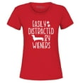 thumbnail image 1 of Shop4Ever Women's Easily Distracted by Wieners Weenie Dog Graphic T-Shirt XX-Large Red, 1 of 5