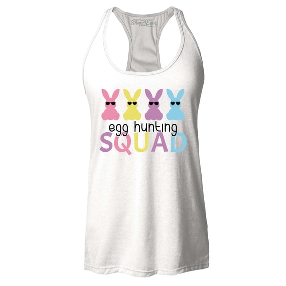 Shop4Ever Women's Easter Bunny Egg Hunting Squad Racerback Tank Top Large White