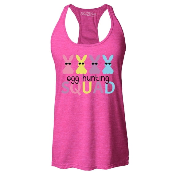 Shop4Ever Women's Easter Bunny Egg Hunting Squad Racerback Tank Top X-Small Fuchsia
