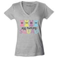 thumbnail image 1 of Shop4Ever Women's Easter Bunny Egg Hunting Squad Slim Fit V-Neck T-Shirt Large Sports Grey, 1 of 5