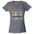 thumbnail image 1 of Shop4Ever Women's Easter Bunny Egg Hunting Squad Slim Fit V-Neck T-Shirt XX-Large Heather Charcoal, 1 of 5