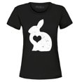 thumbnail image 1 of Shop4Ever Women's Easter Bunny Rabbit with Heart Graphic T-Shirt XXX-Large Black, 1 of 5