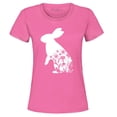 thumbnail image 1 of Shop4Ever Women's Easter Bunny Rabbit with Spring Flowers  Graphic T-Shirt Medium Azalea Pink, 1 of 5