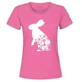 thumbnail image 1 of Shop4Ever Women's Easter Bunny Rabbit with Spring Flowers  Graphic T-Shirt X-Large Azalea Pink, 1 of 5