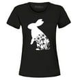 thumbnail image 1 of Shop4Ever Women's Easter Bunny Rabbit with Spring Flowers  Graphic T-Shirt X-Large Black, 1 of 5