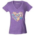 thumbnail image 1 of Shop4Ever Women's Easter Heart Bunny Carrot Daisy Spring Cluster Slim Fit V-Neck T-Shirt XX-Large Heather Purple, 1 of 5