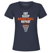 Shop4Ever Women's Eat Sleep Basketball Repeat Graphic T-Shirt XX-Large Navy