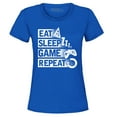 thumbnail image 1 of Shop4Ever Women's Eat Sleep Game Repeat Graphic T-Shirt Medium Royal Blue, 1 of 5
