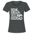 thumbnail image 1 of Shop4Ever Women's Eat Sleep Game Repeat Graphic T-Shirt XX-Large Charcoal, 1 of 5