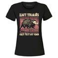 thumbnail image 1 of Shop4Ever Women's Eat Trash Get Hit by Car  Graphic T-Shirt Small Black, 1 of 5