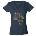 thumbnail image 1 of Shop4Ever Women's Education is Freedom African History Books Slim Fit V-Neck T-Shirt X-Small Charcoal, 1 of 5