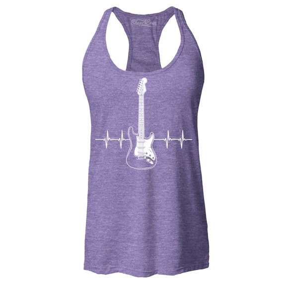 Shop4Ever Women's Electric Guitar Heartbeat Musician Racerback Tank Top Large Purple