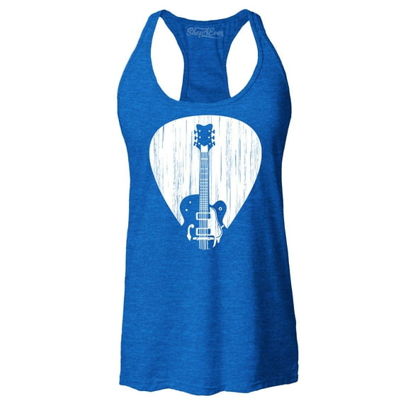Shop4Ever Women's Electric Guitar Pick Musician Racerback Tank Top Large Royal Blue