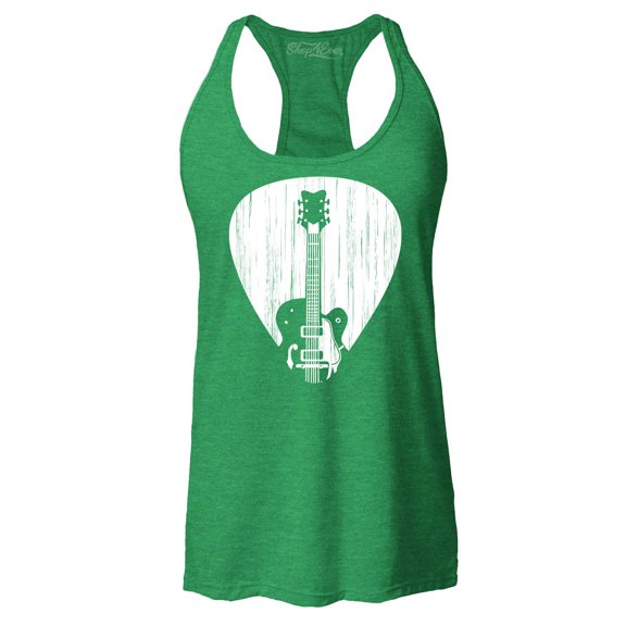 Shop4Ever Women's Electric Guitar Pick Musician Racerback Tank Top Small Kelly Green