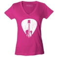 thumbnail image 1 of Shop4Ever Women's Electric Guitar Pick Musician Slim Fit V-Neck T-Shirt Medium Pink, 1 of 5