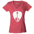 thumbnail image 1 of Shop4Ever Women's Electric Guitar Pick Musician Slim Fit V-Neck T-Shirt X-Large Heather Red, 1 of 5