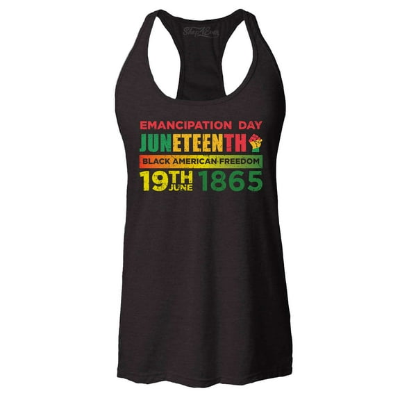 Shop4Ever Women's Emancipation Day Juneteenth Black Freedom Racerback Tank Top XX-Large Black