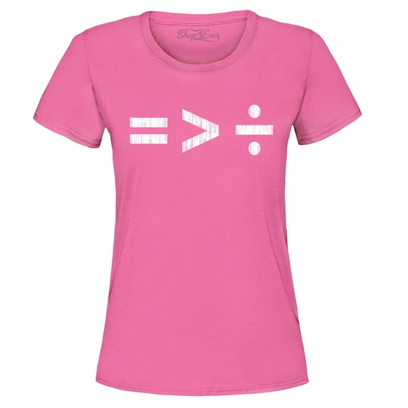 Shop4Ever Women's Equality Is Greater Than Division Equal Rights Graphic T-Shirt Medium Azalea Pink