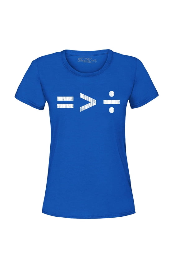Women's Equality Is Greater Than Division Equal Rights Graphic T-Shirt Medium Royal Blue