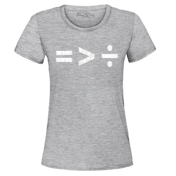 Shop4Ever Women's Equality Is Greater Than Division Equal Rights Graphic T-Shirt XXX-Large Sports Grey