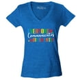 thumbnail image 1 of Shop4Ever Women's Everyone Communicates Differently Autism Slim Fit V-Neck T-Shirt X-Large Heather Royal Blue, 1 of 5