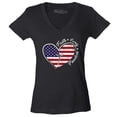 thumbnail image 1 of Shop4Ever Women's Faith Family Freedom American Flag Heart USA Slim Fit V-Neck T-Shirt X-Small Black, 1 of 5