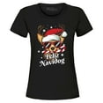 thumbnail image 1 of Shop4Ever Women's Feliz Navidog Navidad Dog Santa Chihuahua Graphic T-Shirt Medium Black, 1 of 5